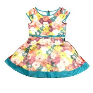 American Girl Child Size Bright Blooms Floral Dress Belted Lined Size 6 Girls